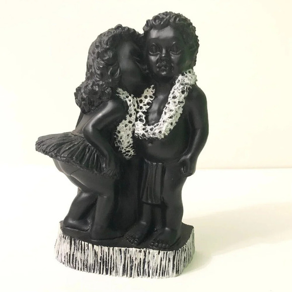 Vtg Frank Schirman Hula Girl Lei Boy Kehoni The Kiss Hawaii 6  Inch Tall Figure - Picture 1 of 16